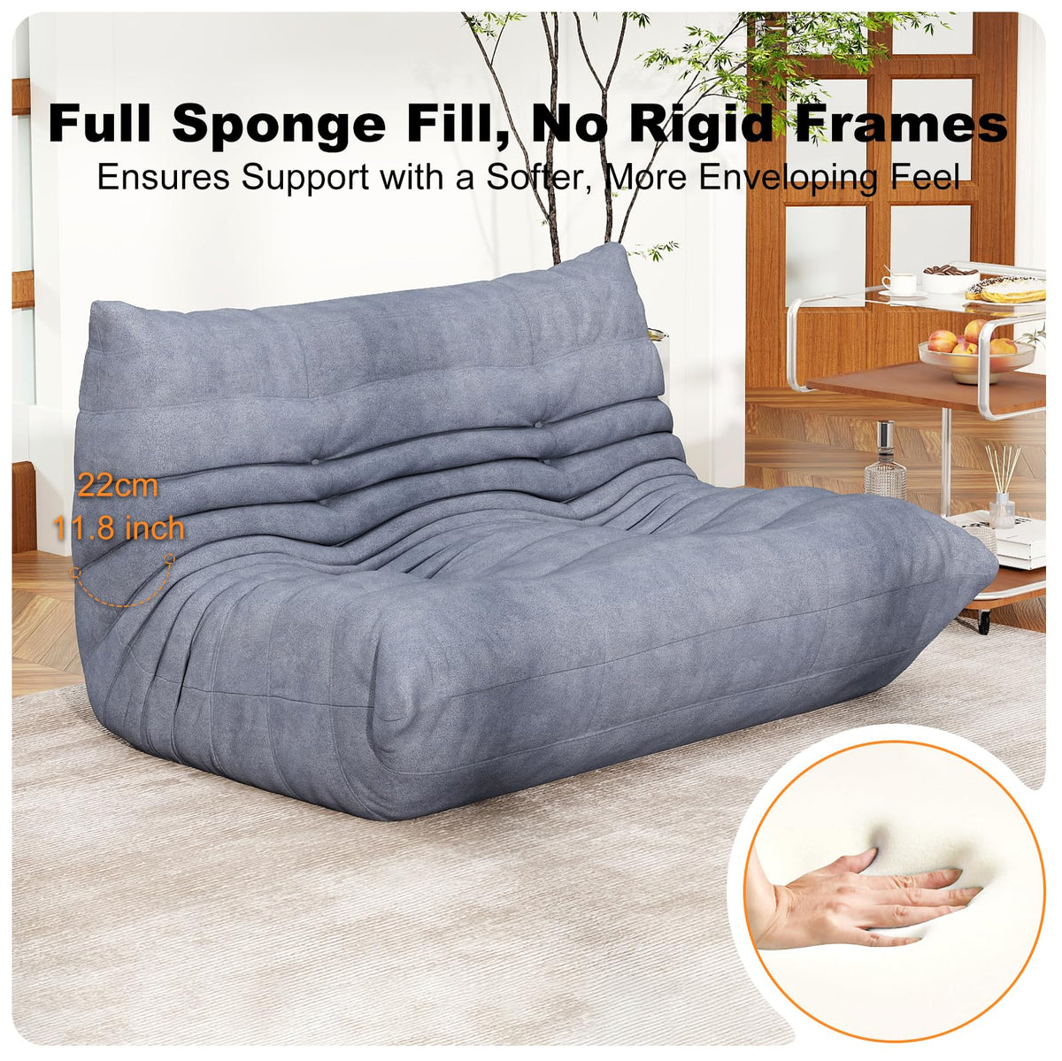 Bean Bag Chair for Adults, Memory Foam Bean Bag Sofa with Waterproof Fabric