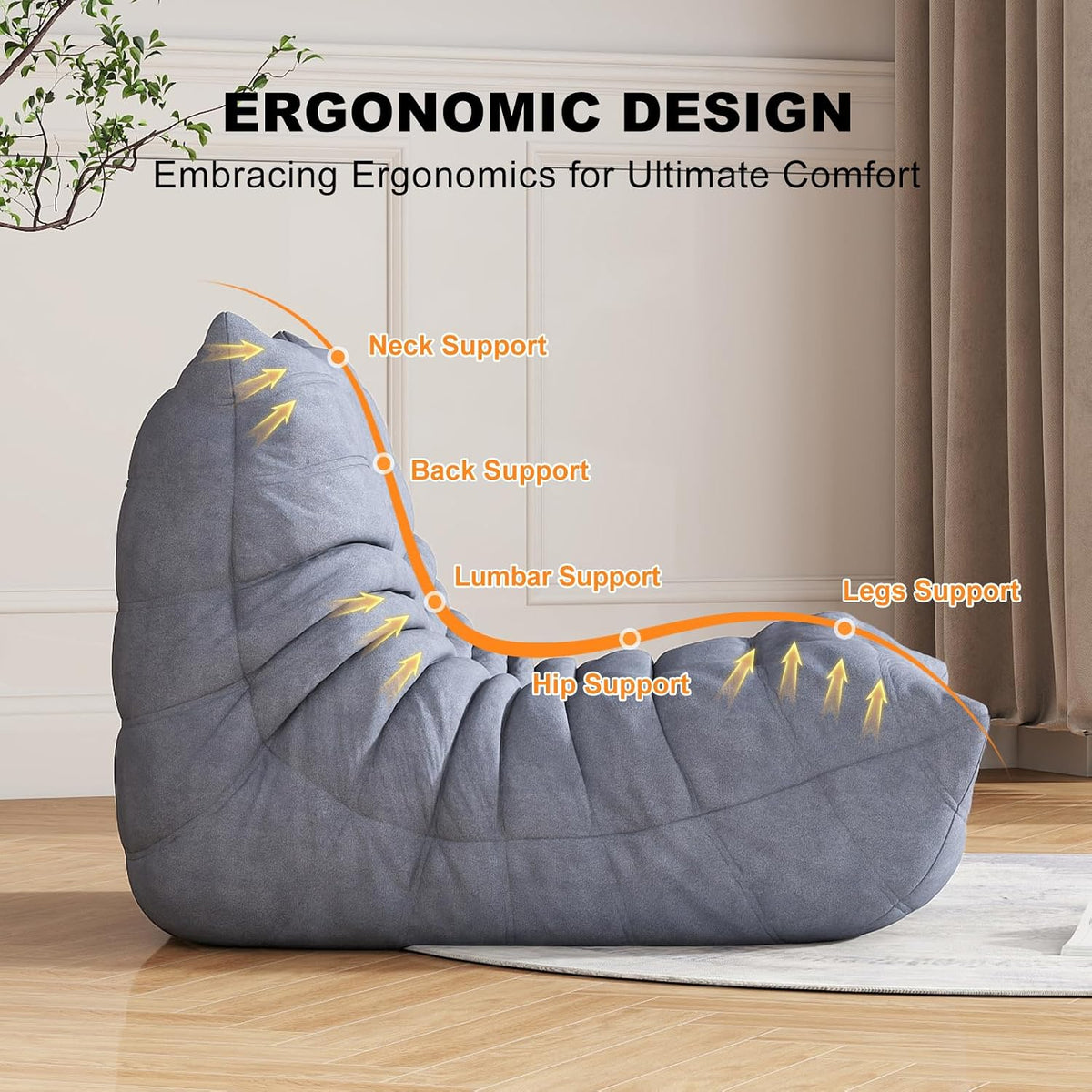 Bean Bag Chair for Adults, Memory Foam Bean Bag Sofa with Waterproof Fabric