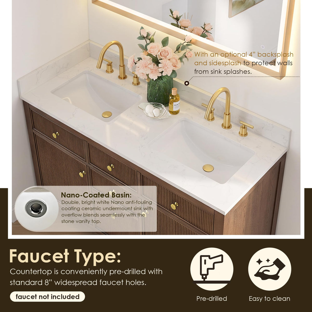 48 Inch Bathroom Vanity with Sink Modern Single Vanities with Countertop