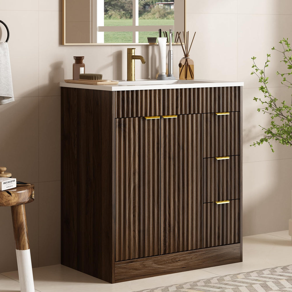36" Bathroom Vanity with Sink Modern Oak
