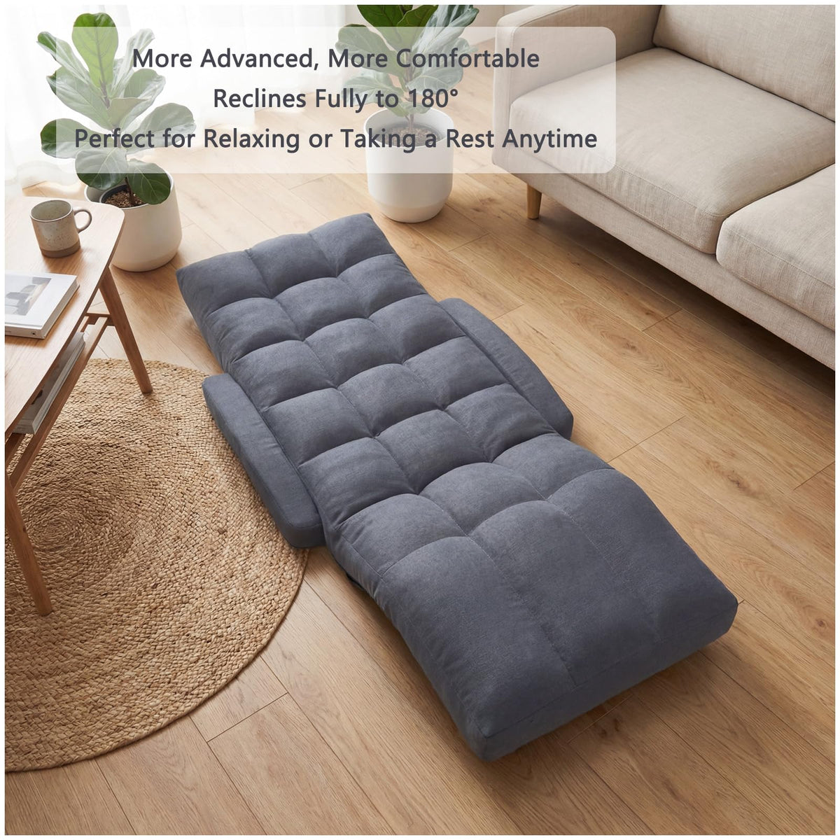 Adjustable Floor Gaming Chair with Footrest, 14-Position Backrest