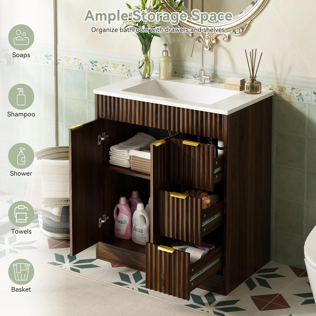 36" Bathroom Vanity with Sink Modern Oak