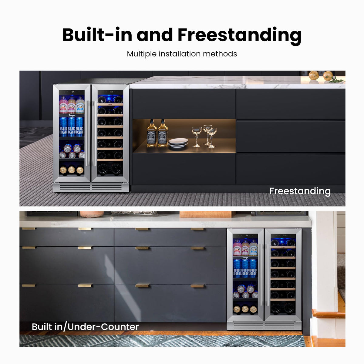 Yeego 30 Inch Wine and Beverage Refrigerator with 80 Can and 33 Bottle