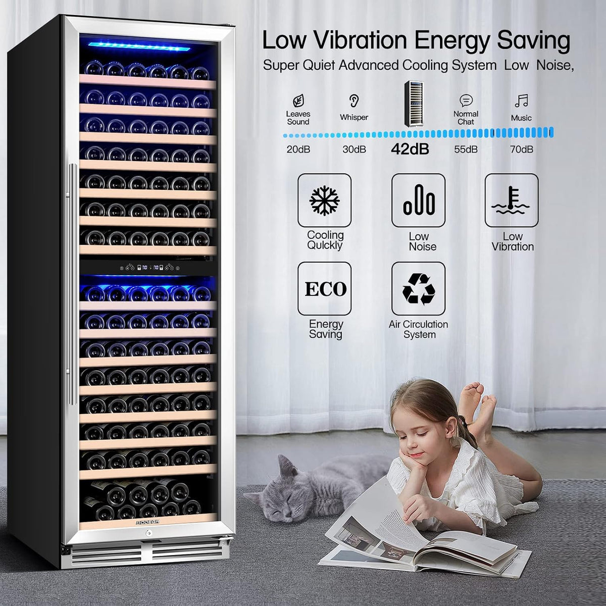 BODEGA 24" Dual Zone Wine fridge,174 Bottles Wine Cooler Refrigerator