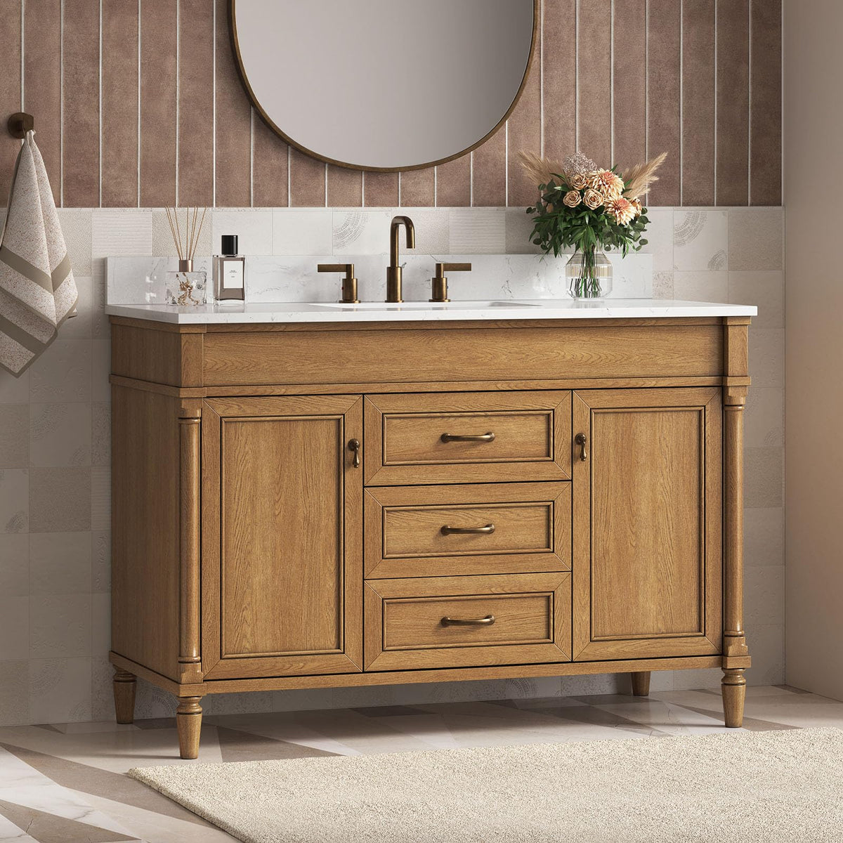 48 Inch Bathroom Vanity with Sink, Fully Assembled, Green