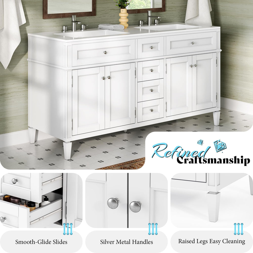 AMERLIFE 60â³ Bathroom Vanity with Sink Combo & 3 Storage Drawers