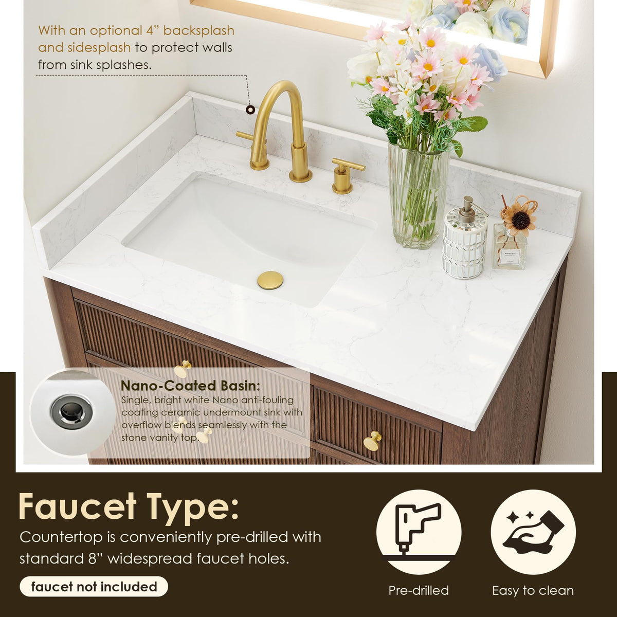 48 Inch Bathroom Vanity with Sink Modern Single Vanities with Countertop