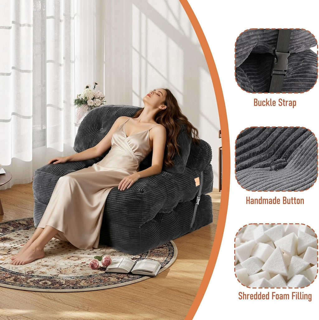Folding Sofa Bed, Convertible Sleeper Chair with Back Support and Pillow