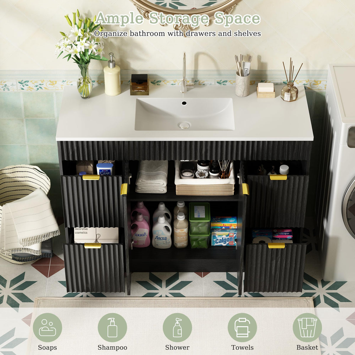 36" Bathroom Vanity with Sink Modern Oak