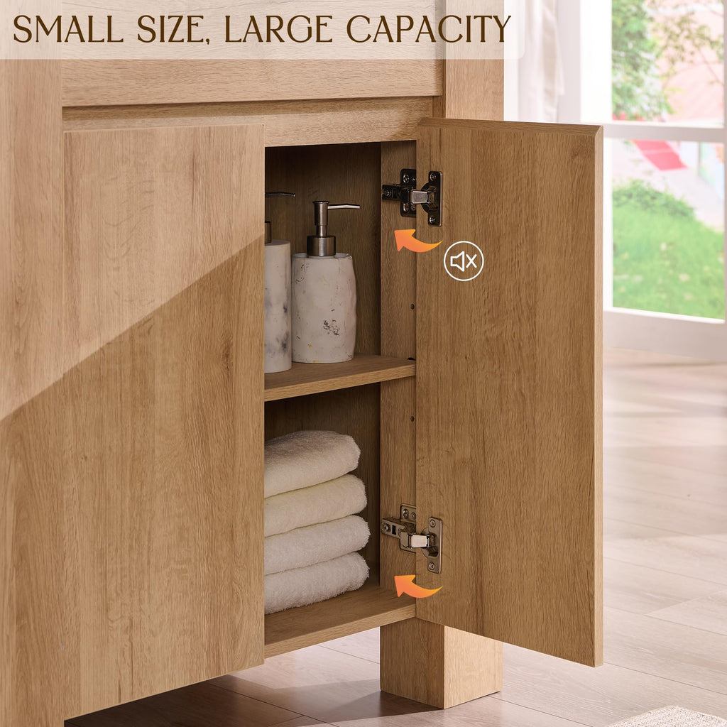 T4TREAM 47.6 Inch Modern Bathroom Vanity with Double Sink, Natural Oak