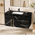 36 Inch Bathroom Vanity with Sink, Black Floating Wall Mounted Vanity