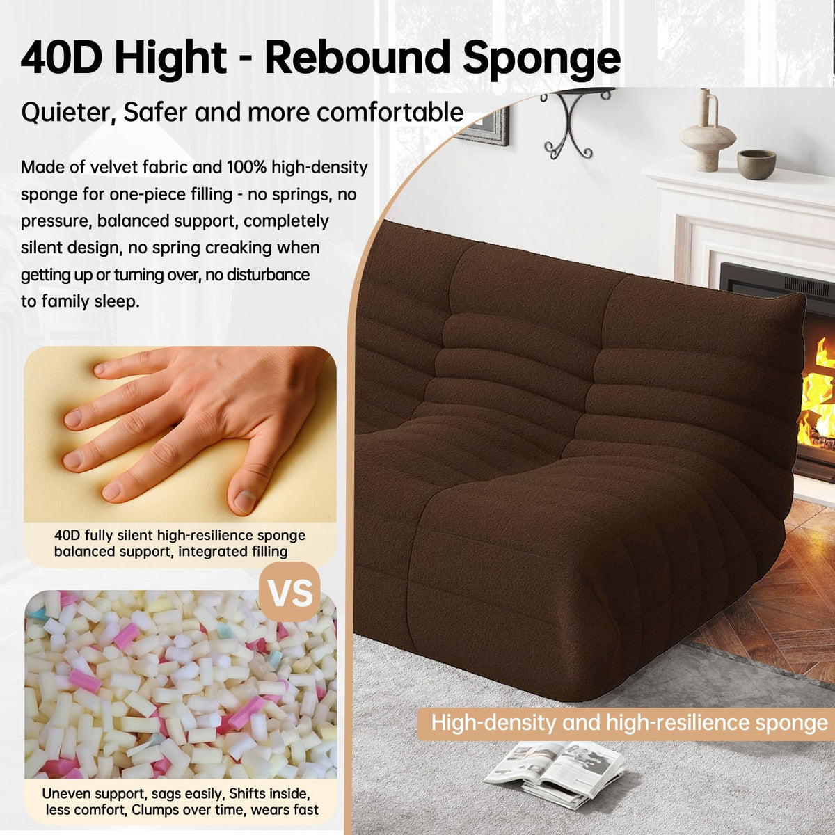 WHGBJA Giant Bean Bag Chair for Adults, Comfy Beanbag with Memory Foam