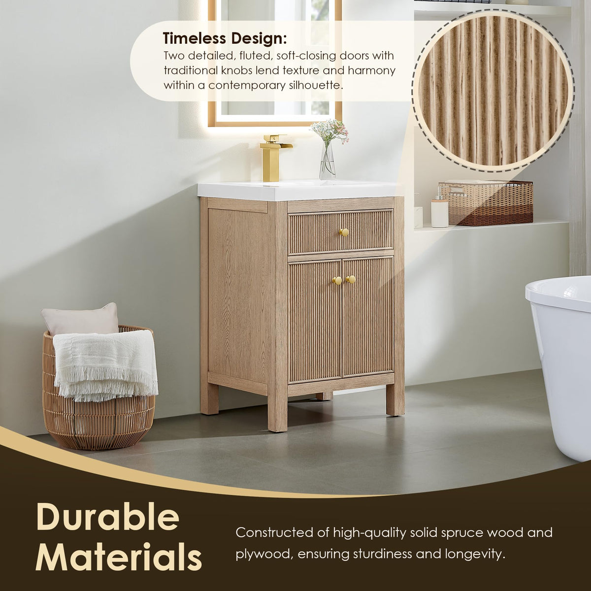 48 Inch Bathroom Vanity with Sink Modern Single Vanities with Countertop