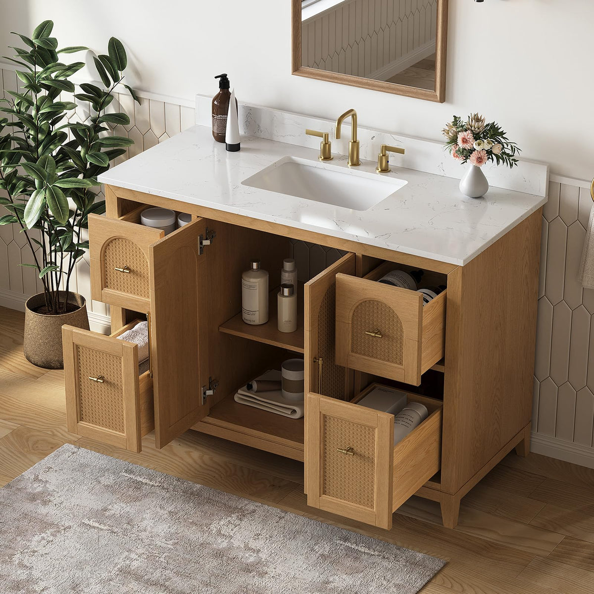 48 inch Bathroom Vanity with Sink, Green