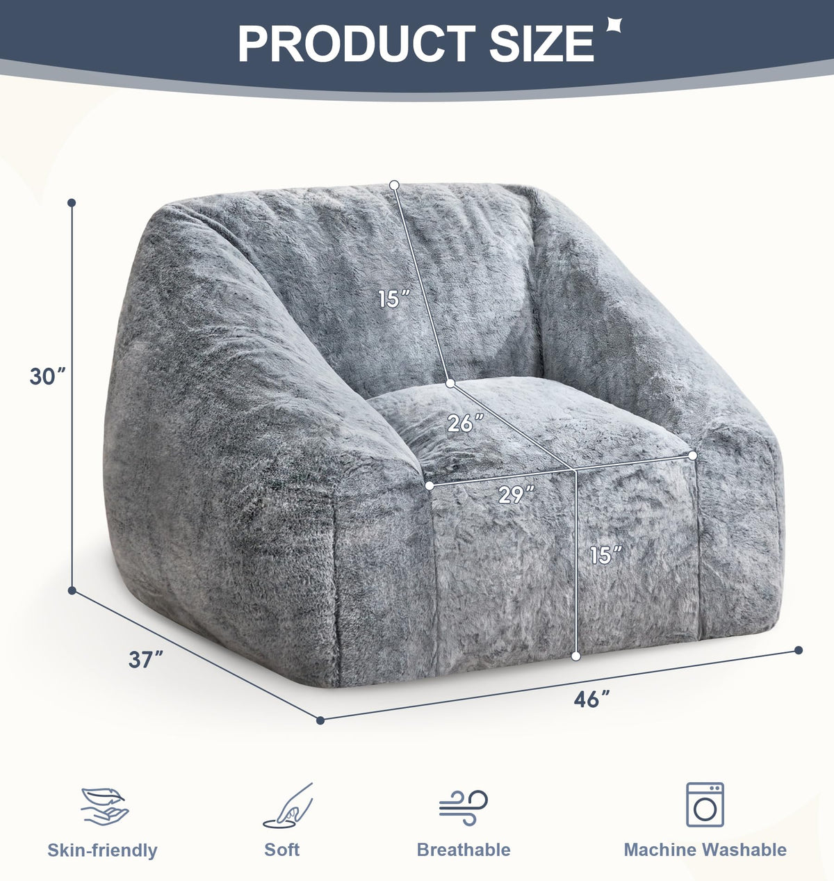 Hobestluk Big Bean Bag Chairs for Adults Fireside BeanBag Couch Togo Sofa