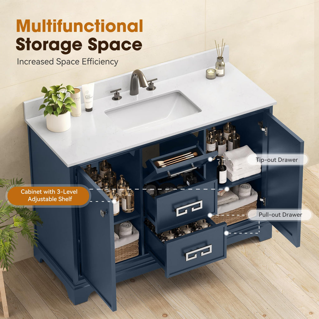 72 Inch Double Sink Bathroom Vanity Solid Wood, Fully Assembled