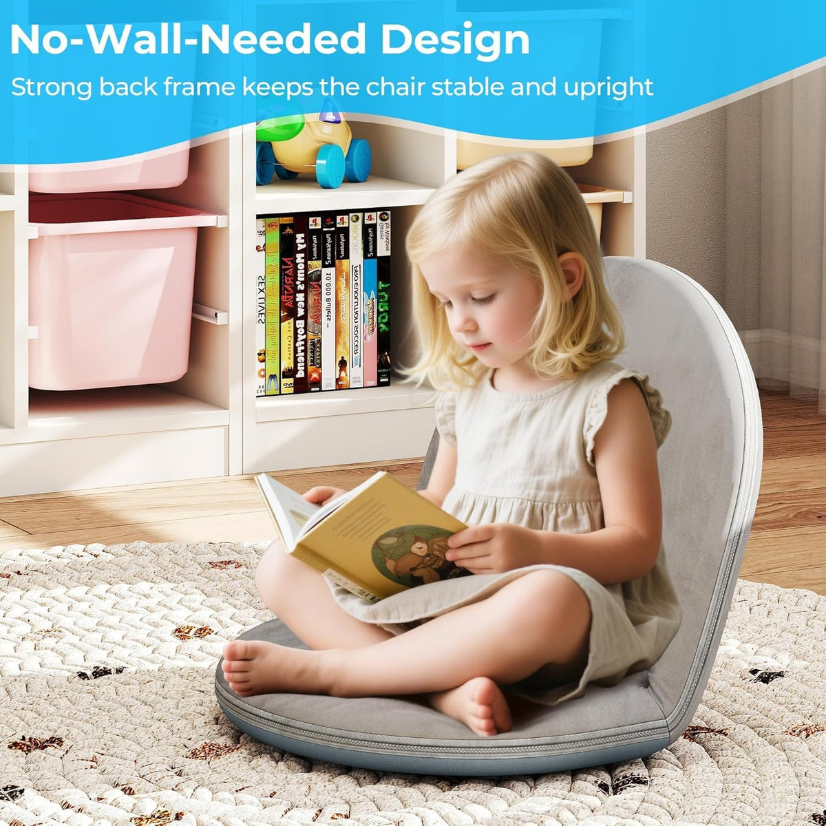2Pcs Floor Chair with Adjustable Back Support for Kids and Adults
