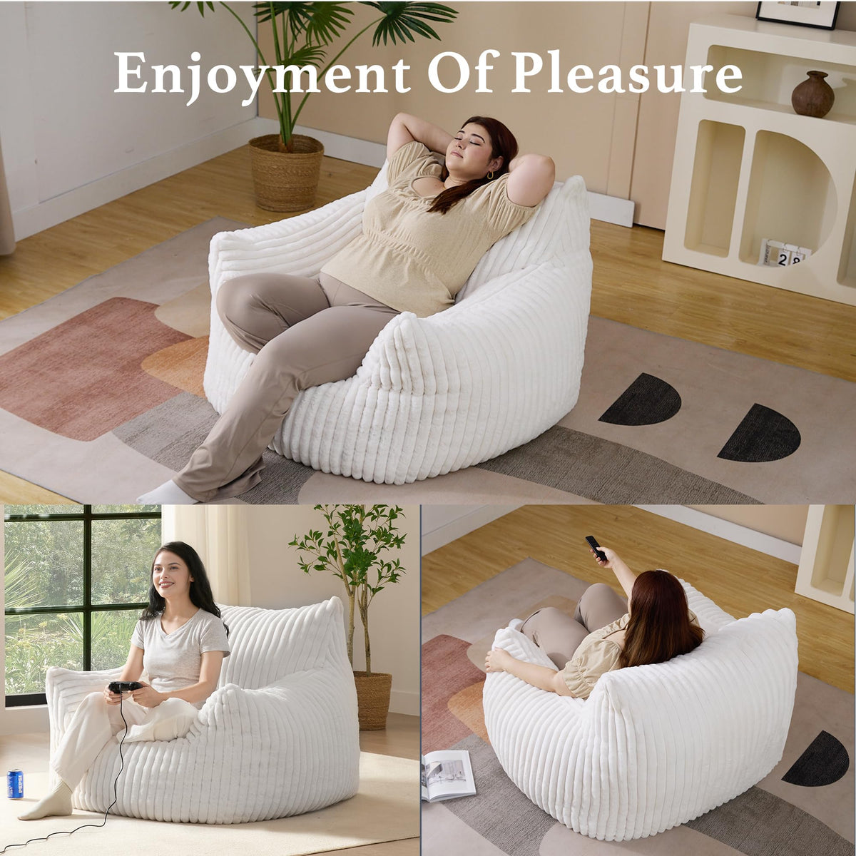 3-in-1 Giant Bean Bag Chair for Adults & Kids, Convertible Floor Sofa to Mattress, Memory Foam Beanbag Chair with Washable Cover, Multi Functional Lounge Couch for Bedroom, Living Room (Dark Grey)