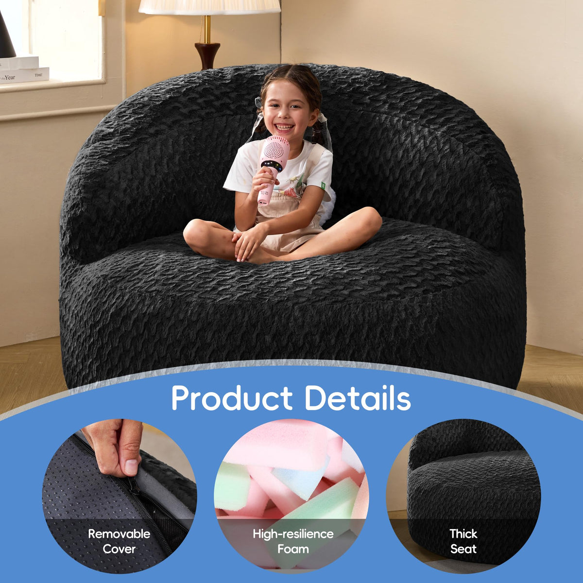 Hobestluk Adult Bean Bag Chair 3 in 1 Convertible Large Bean Bag Sofa