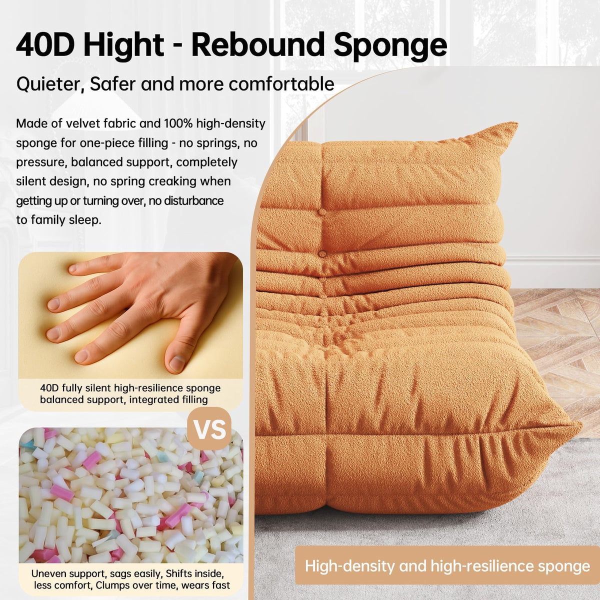 WHGBJA Giant Bean Bag Chair for Adults, Comfy Beanbag with Memory Foam