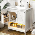 30" Bathroom Vanity with Sink, Modern Bathroom Cabinet, White
