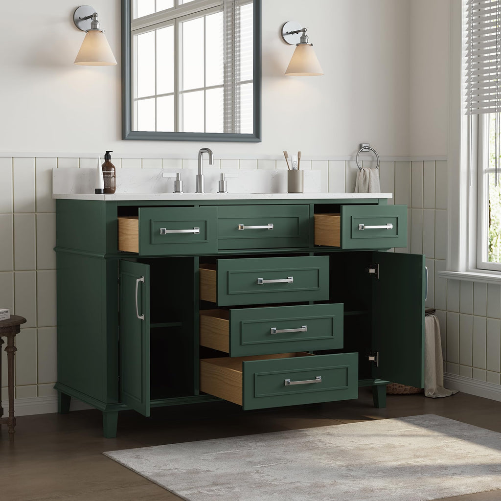 42 Inch Bathroom Vanity with Sink, Pre Assembled, White