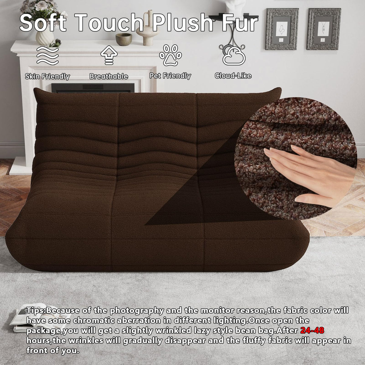 WHGBJA Giant Bean Bag Chair for Adults, Comfy Beanbag with Memory Foam