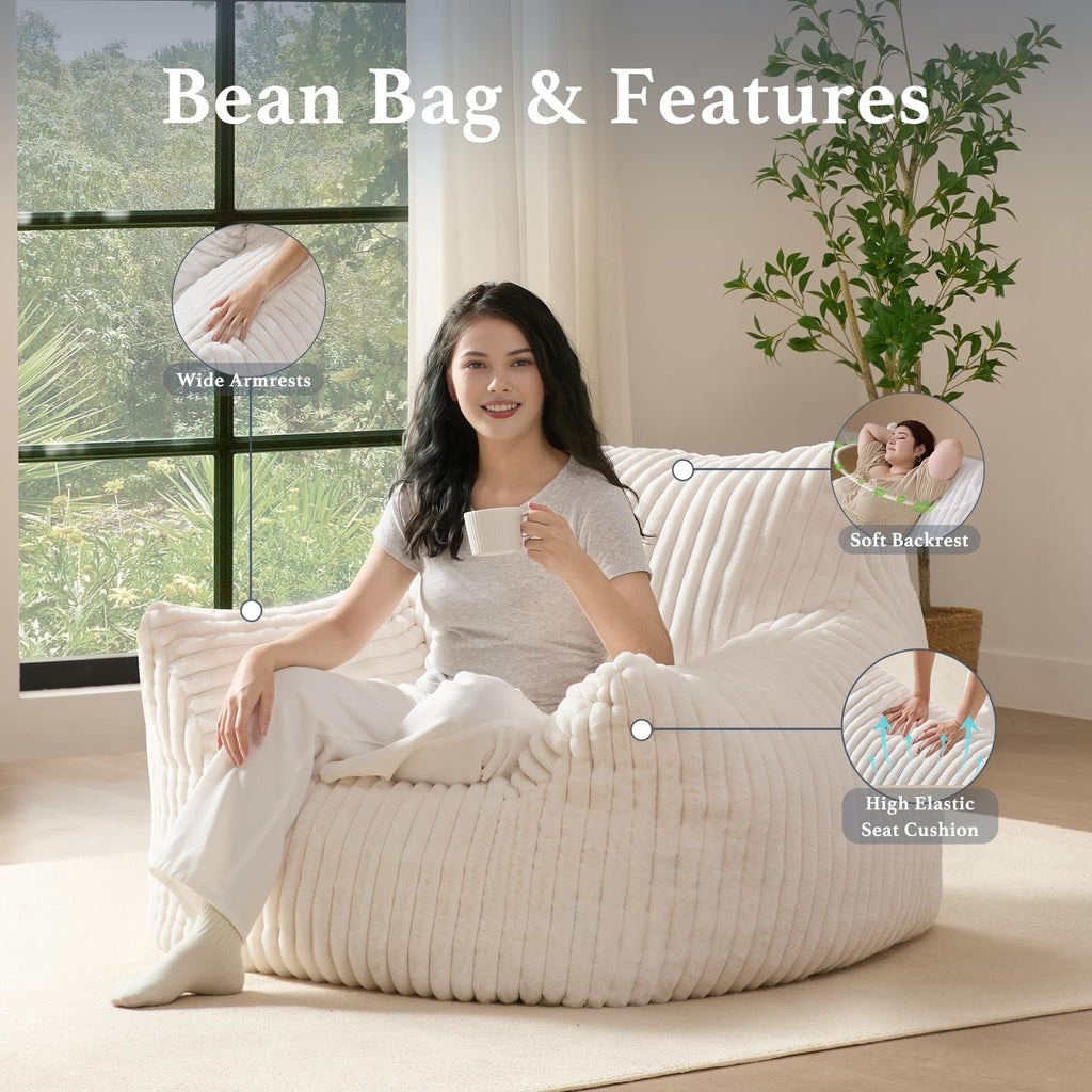 3-in-1 Giant Bean Bag Chair for Adults & Kids, Convertible Floor Sofa to Mattress, Memory Foam Beanbag Chair with Washable Cover, Multi Functional Lounge Couch for Bedroom, Living Room (Dark Grey)