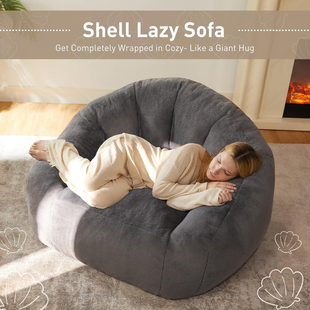 HUGHEAVEN Max Giant Bean Bag Chair, Bean Bag Sofa for Adults & Teens