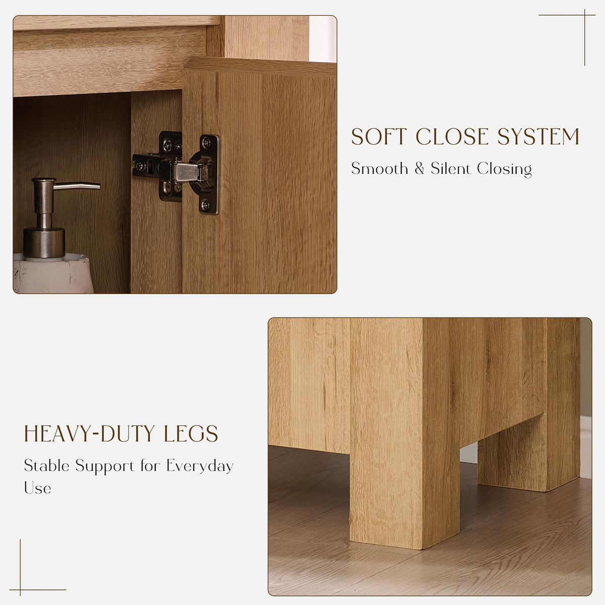 T4TREAM 47.6 Inch Modern Bathroom Vanity with Double Sink, Natural Oak