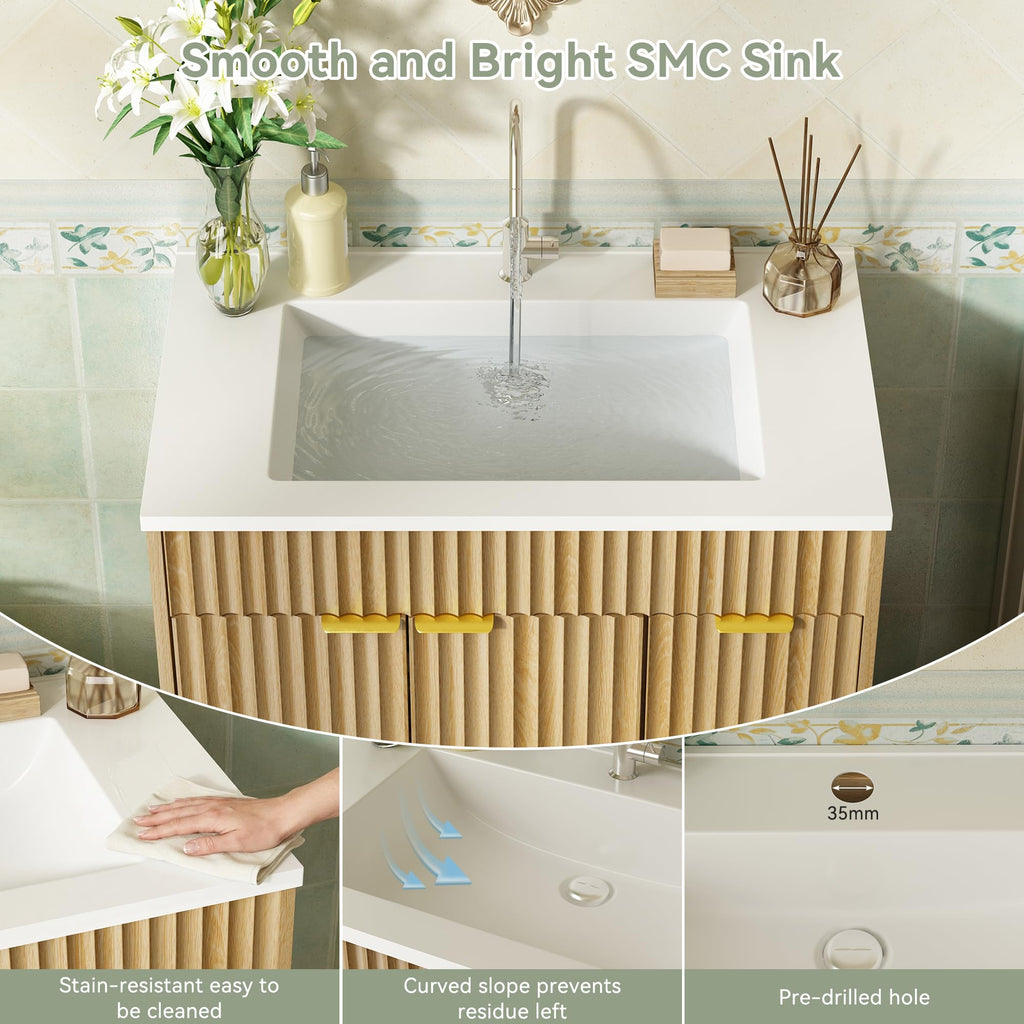 36" Bathroom Vanity with Sink Modern Oak