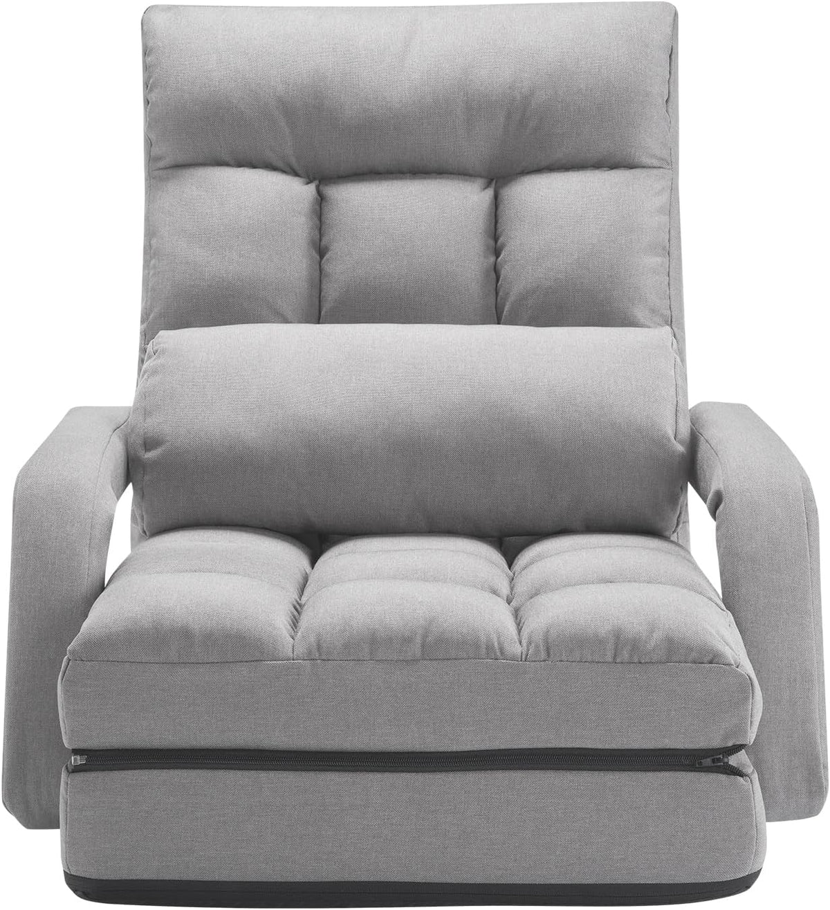 VEVOR Floor Chair, Floor Gaming Chair with 5 Adjustable Position and Back Support, Folding Lounge Chair with Armrest for Adults, Sofa Lounger with Comfy Cushion for Living Room and Bedroom, Gray