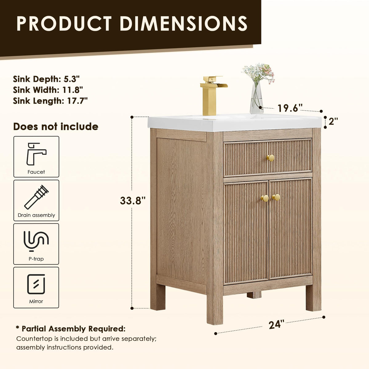 48 Inch Bathroom Vanity with Sink Modern Single Vanities with Countertop