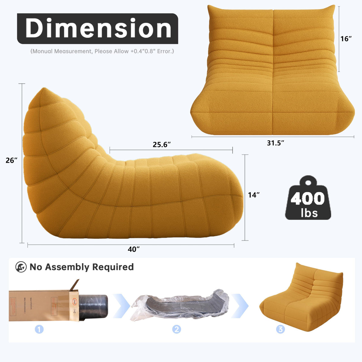 WHGBJA Giant Bean Bag Chair for Adults, Comfy Beanbag with Memory Foam