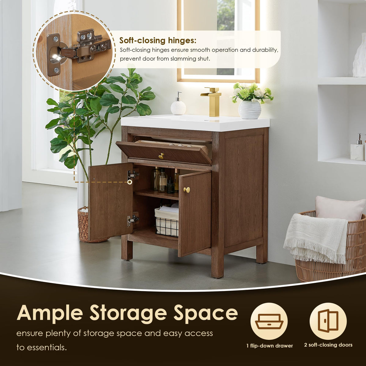 48 Inch Bathroom Vanity with Sink Modern Single Vanities with Countertop