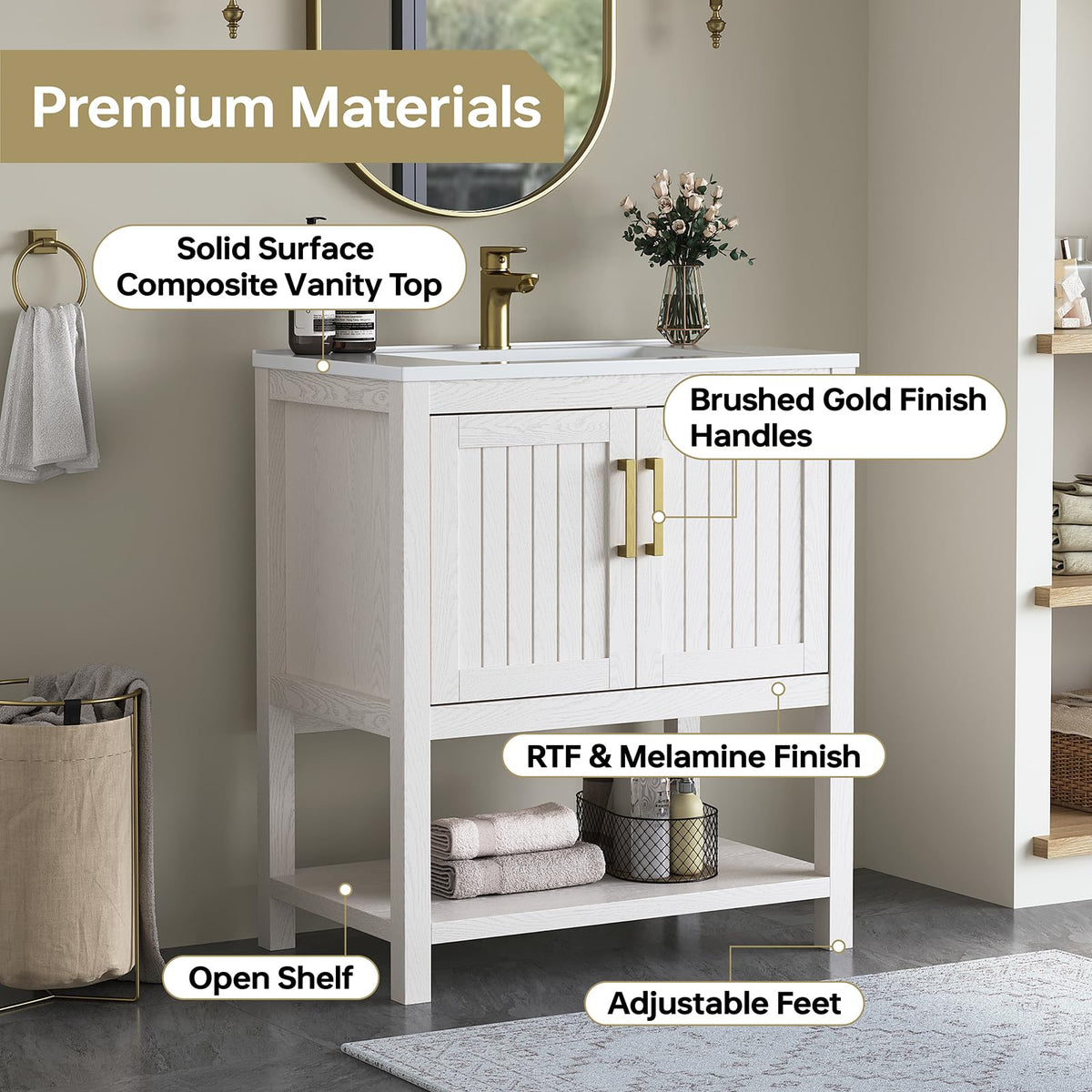 42 Inch Bathroom Vanity with Sink, Fully-Assembled, Walnut