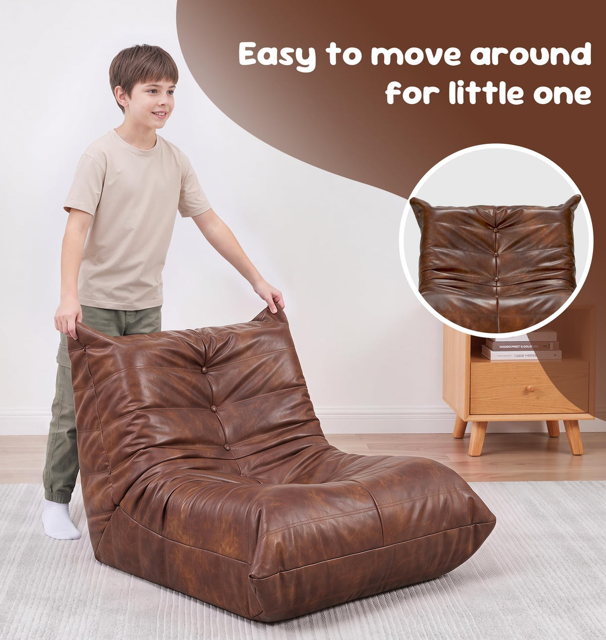 Hobestluk Bean Bag Chair Adult Leather Togo Chair Memory Foam Living Room
