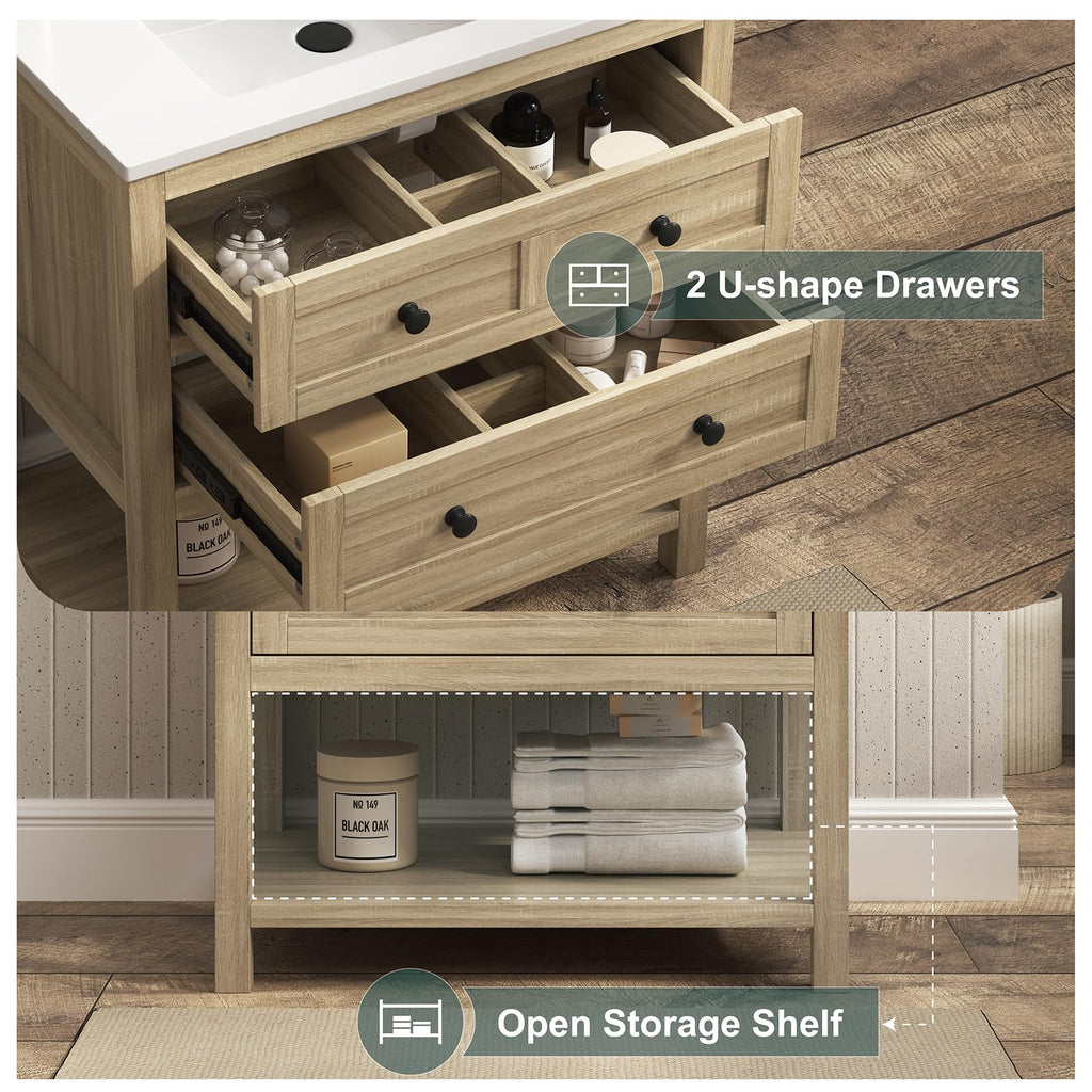 42 Inch Bathroom Vanity with Sink, Fully-Assembled, Walnut