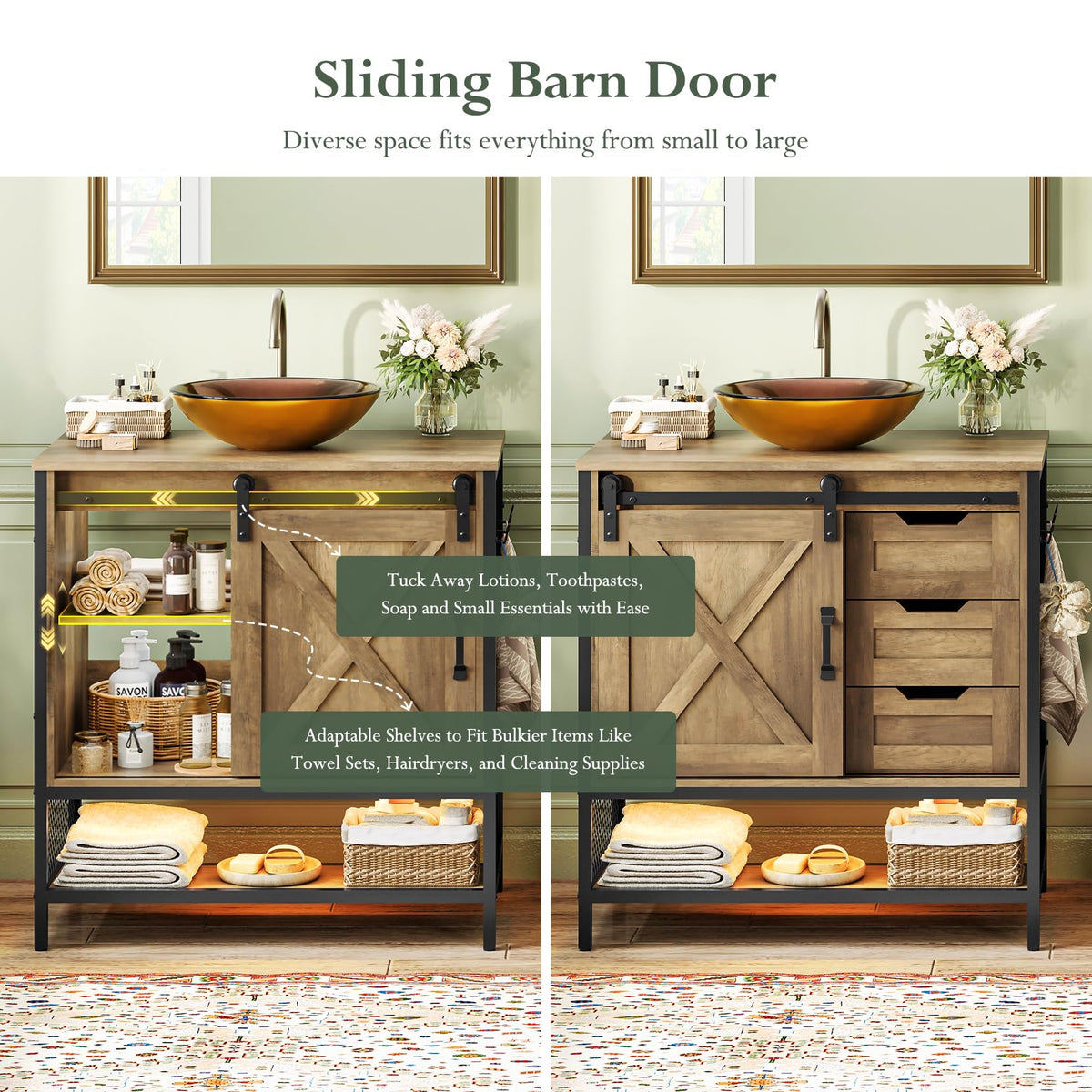 Concho 47'' Farmhouse Bathroom Vanity with Vessel Sink Rustic Brown