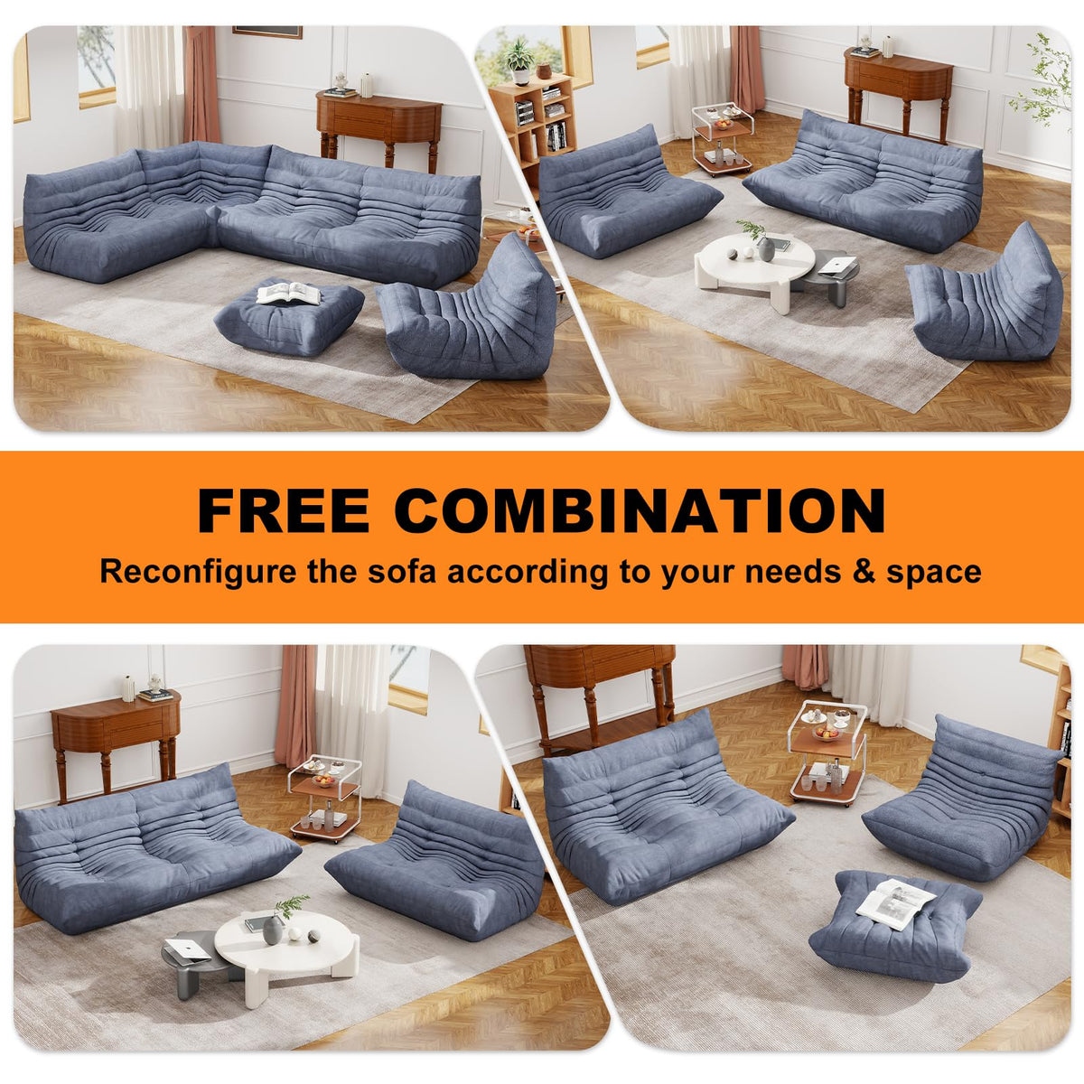 Bean Bag Chair for Adults, Memory Foam Bean Bag Sofa with Waterproof Fabric