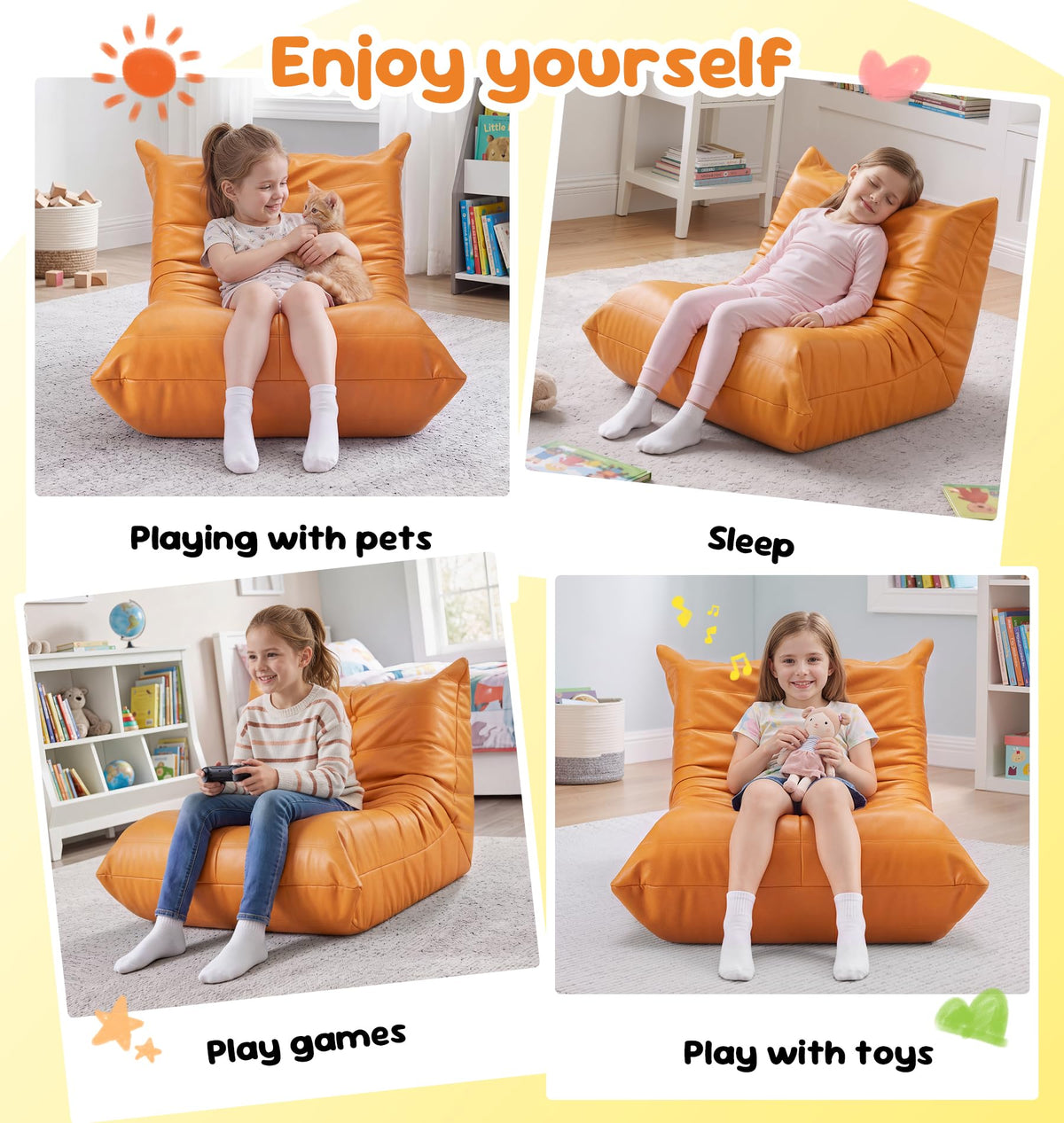Hobestluk Bean Bag Chair Adult Leather Togo Chair Memory Foam Living Room