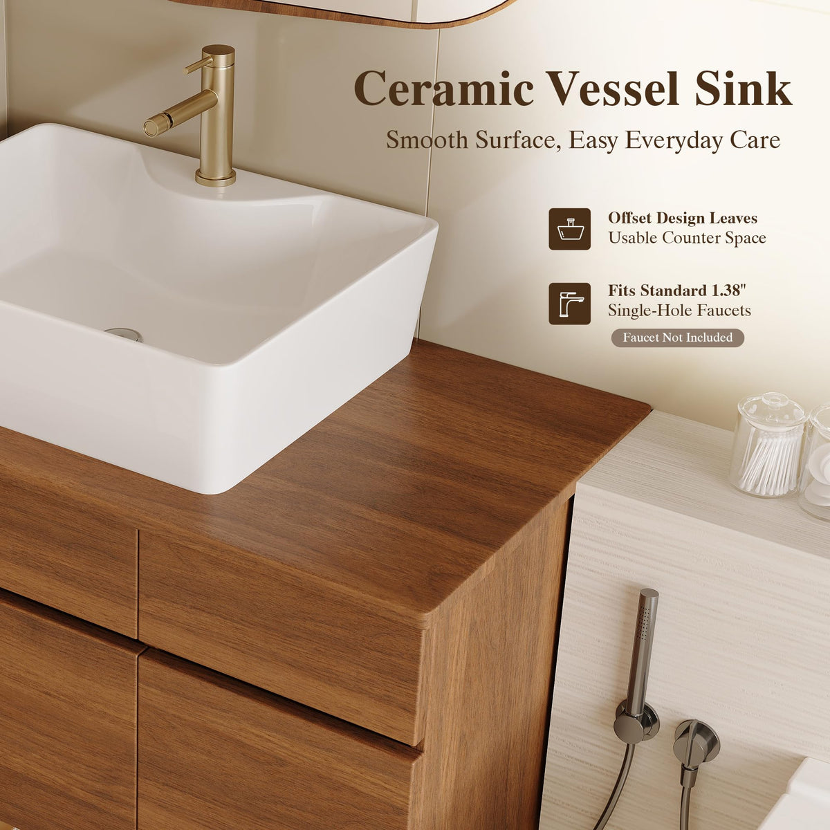 36 Inch Bathroom Vanity with Sink, Black Floating Wall Mounted Vanity
