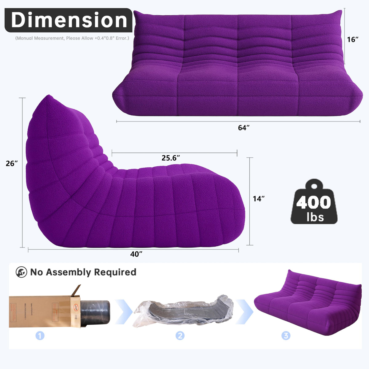 WHGBJA Giant Bean Bag Chair for Adults, Comfy Beanbag with Memory Foam