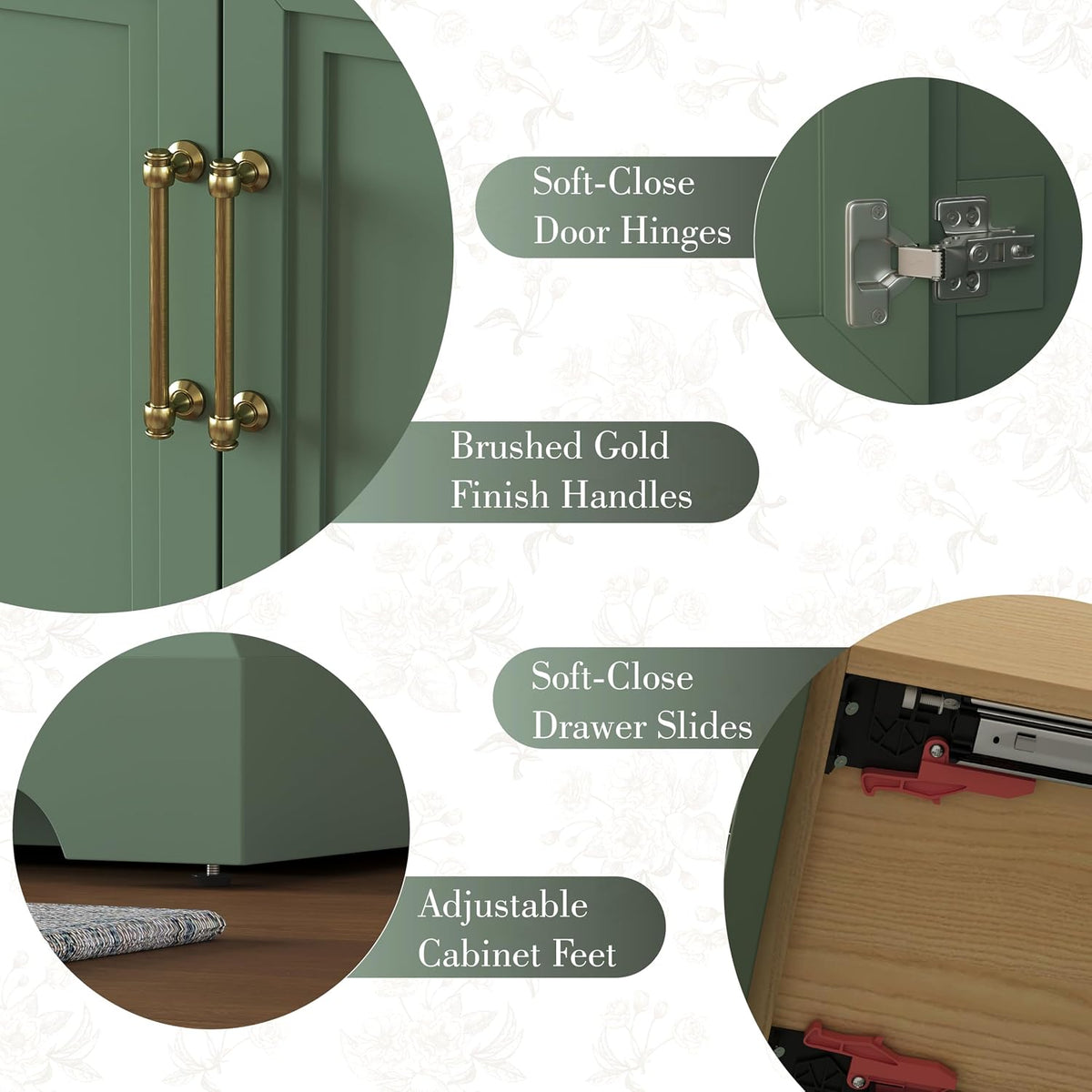 48 Inch Bathroom Vanity with Sink, Fully Assembled, Green