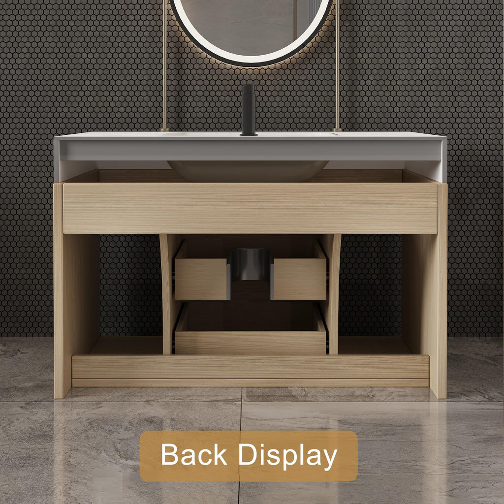 Glintee 40" Floating Bathroom Vanity & Sintered Stone Top, Black