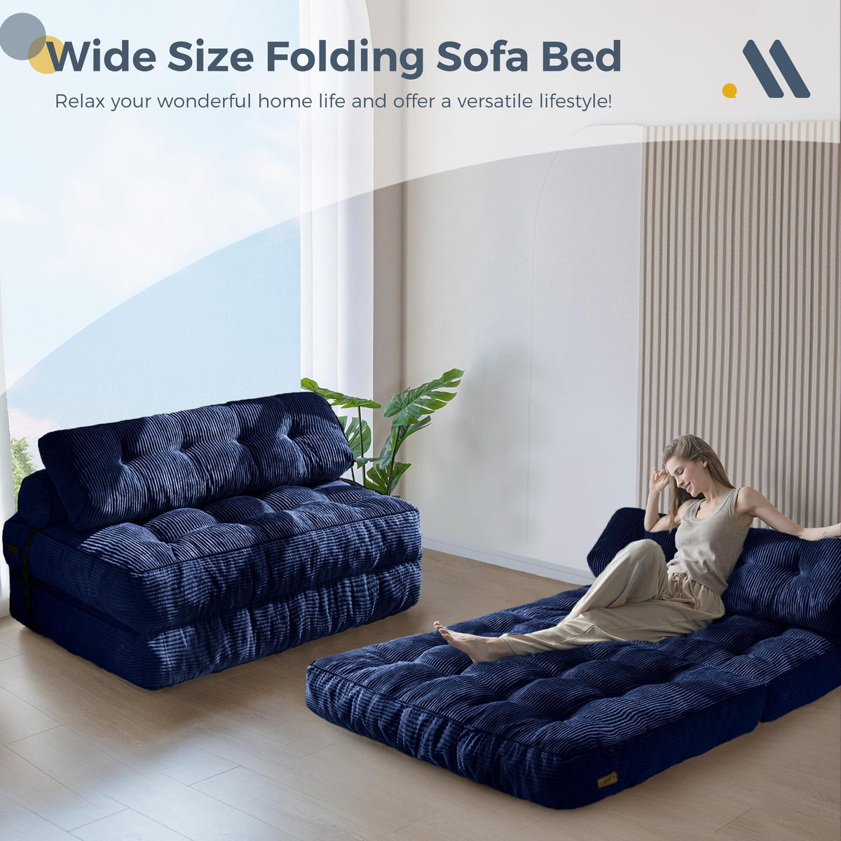 MAXYOYO Folding Sofa Bed, Convertible Chair Bed with Pillow