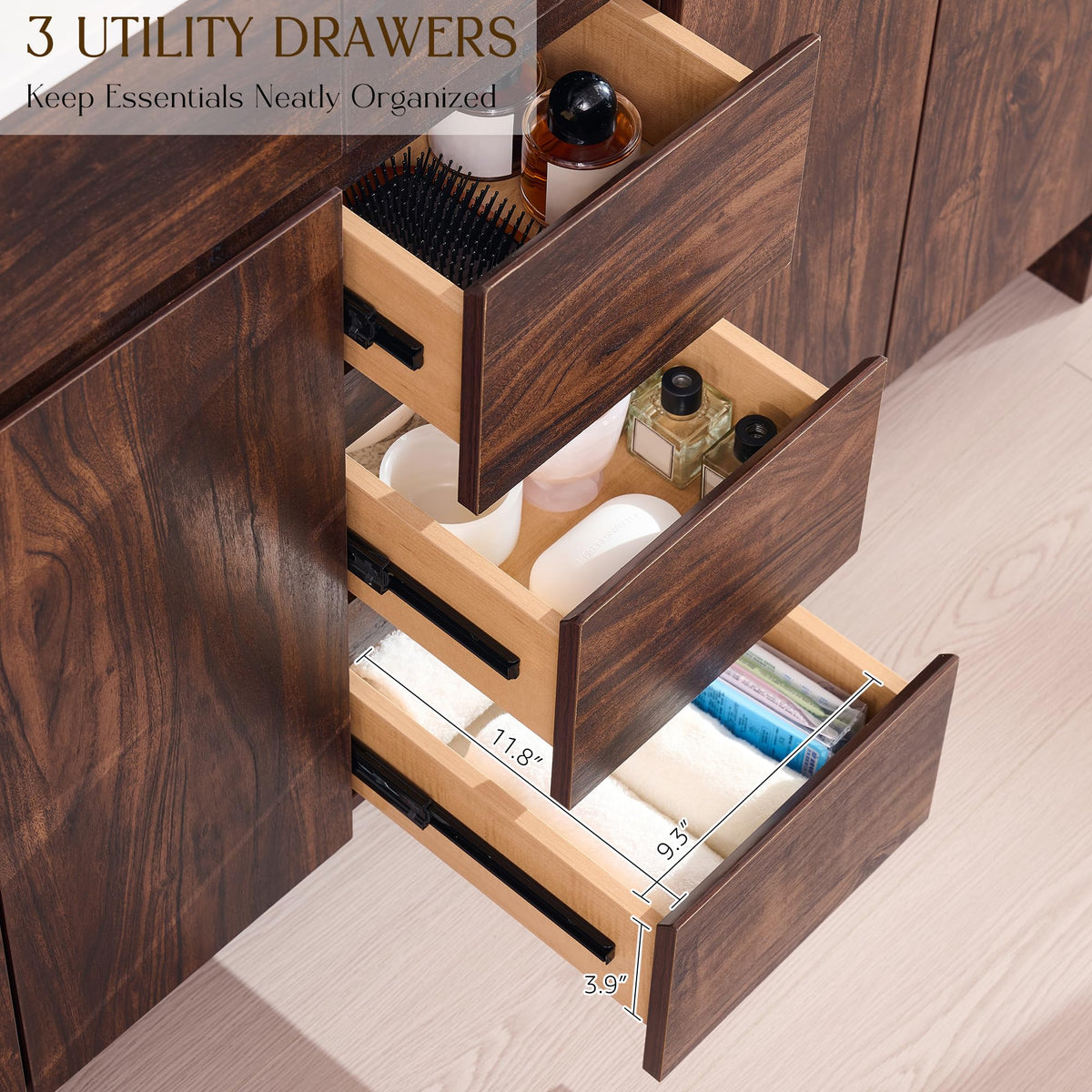 T4TREAM 47.6 Inch Modern Bathroom Vanity with Double Sink, Natural Oak