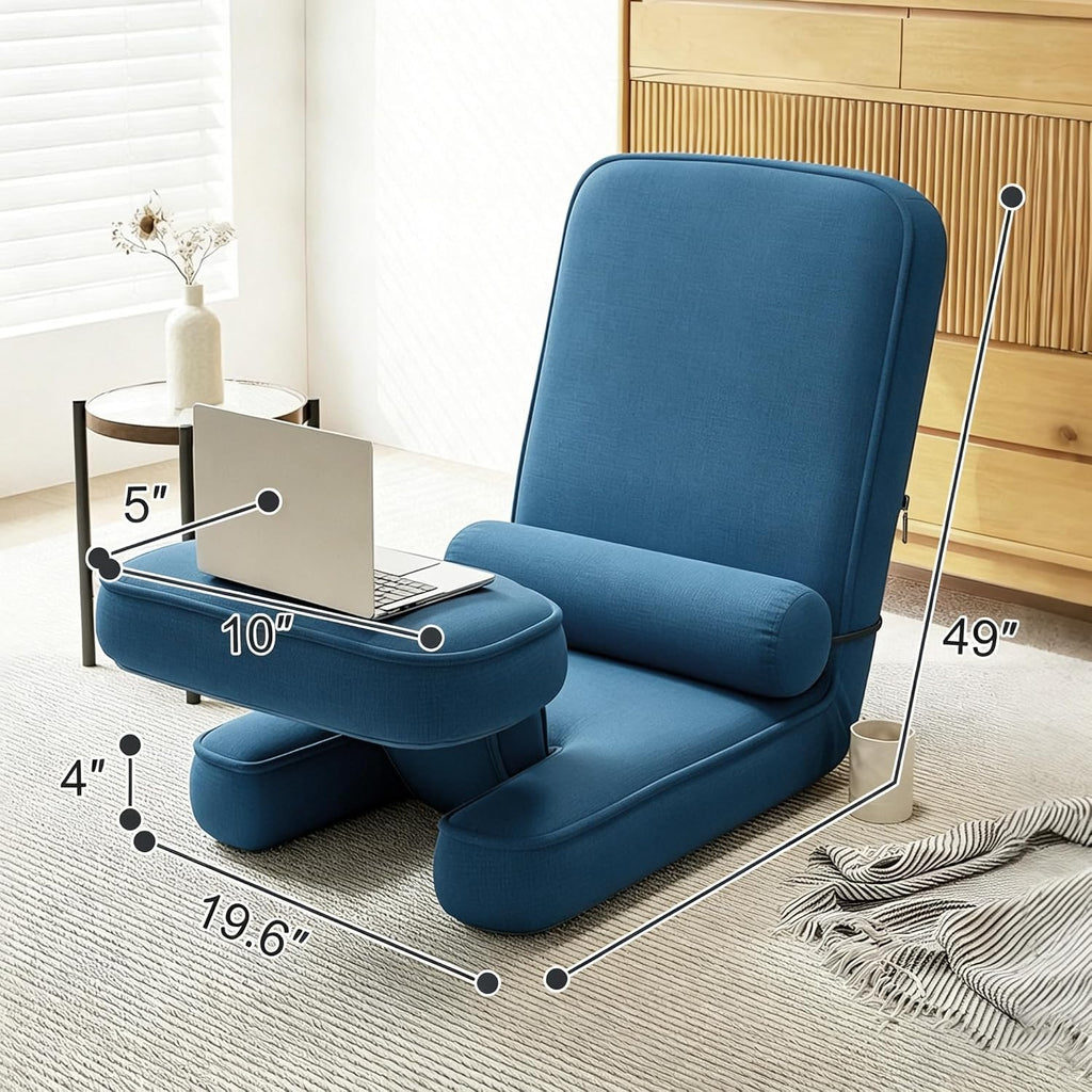 ZALL Navy Blue Floor Folding Recliner Chair Adjustable Back Support Home