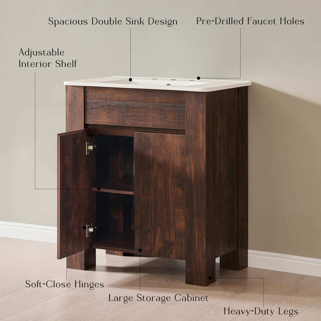 T4TREAM 47.6 Inch Modern Bathroom Vanity with Double Sink, Natural Oak