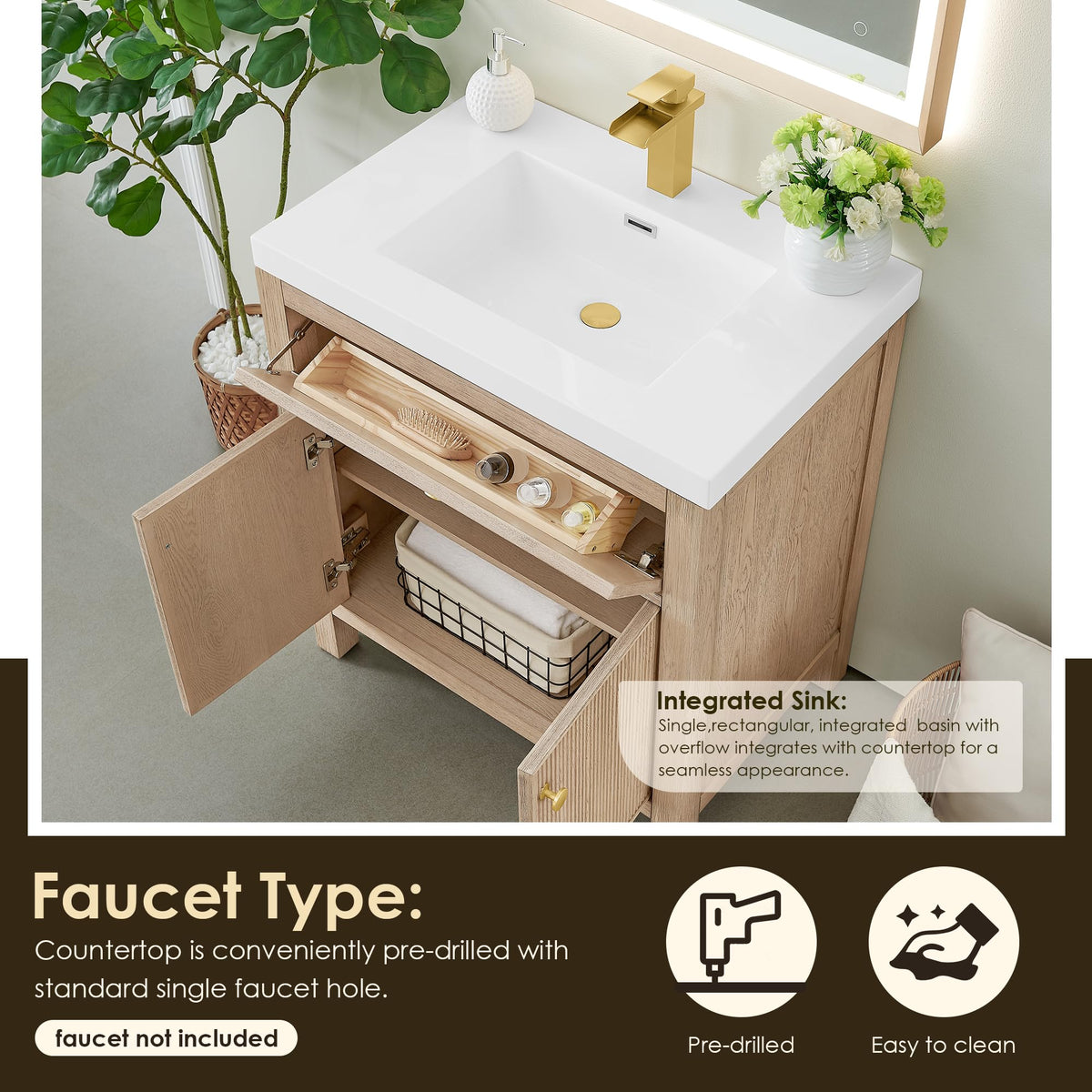 48 Inch Bathroom Vanity with Sink Modern Single Vanities with Countertop
